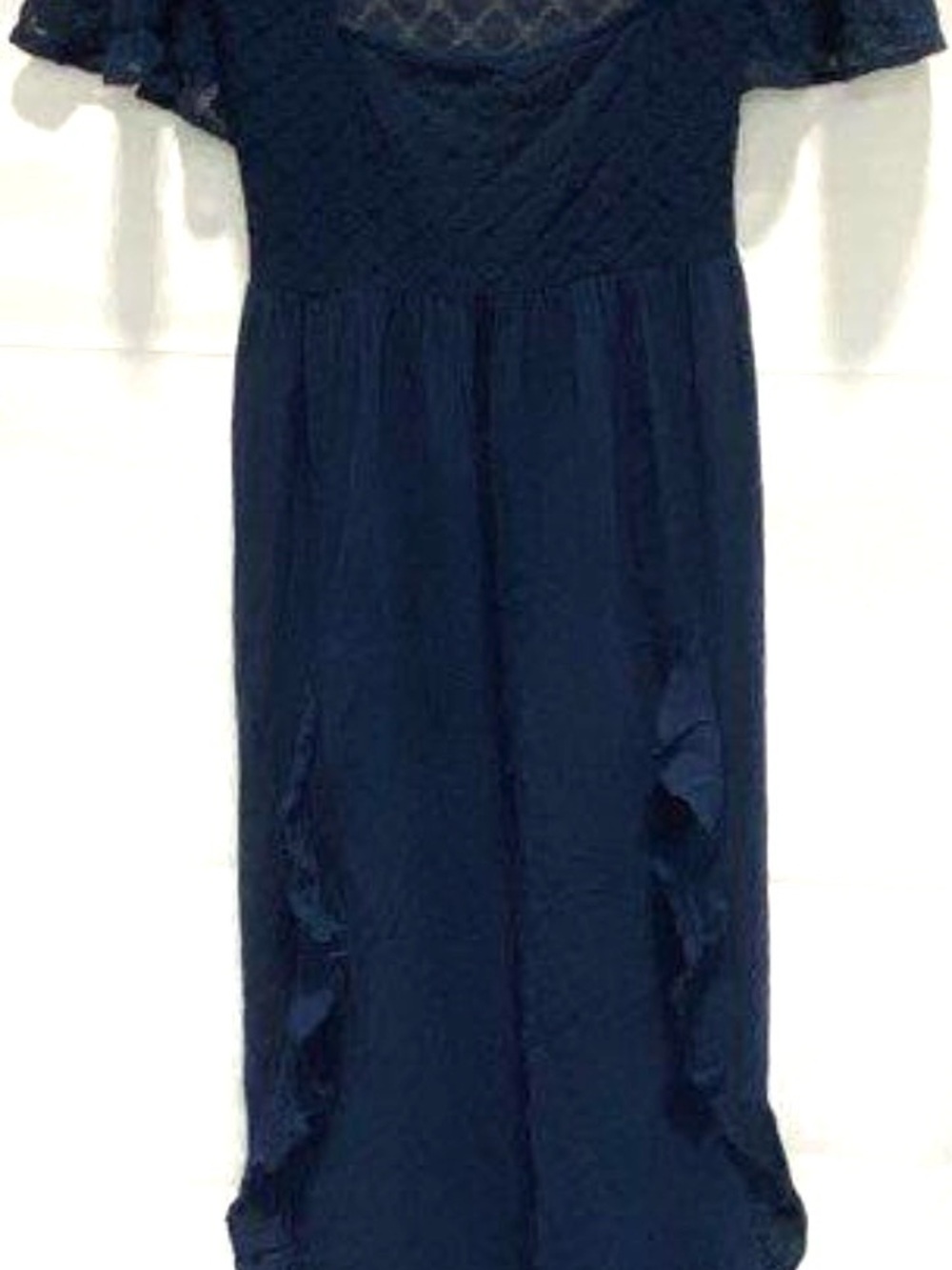 Free People Navy Blue Asymmetrical Midi Dress NWT large - Picture 13 of 13